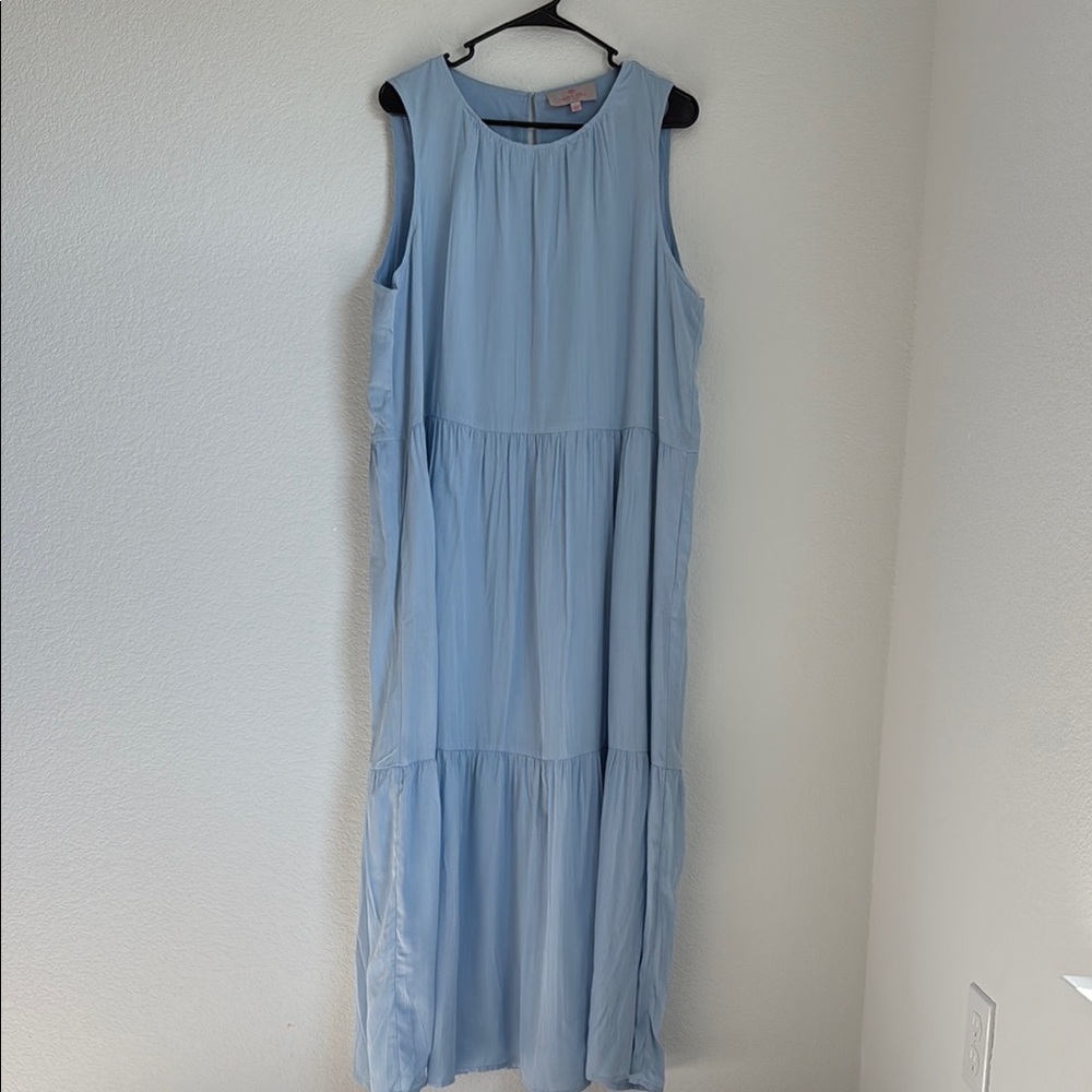 Laurie Felt Elegant Blue Sleeveless Dress - Picture 2 of 11